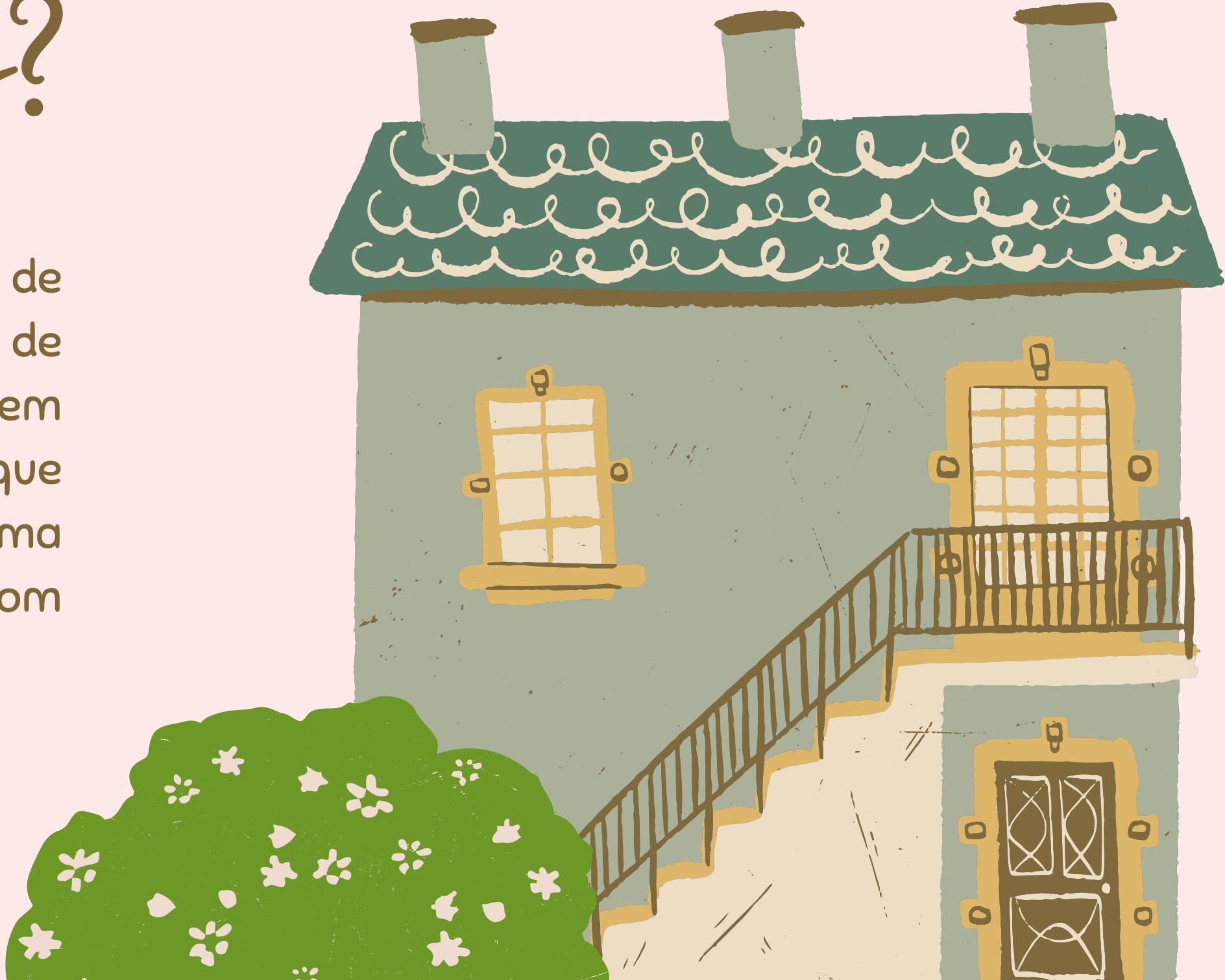 Casa portuguesa ilustrada com telhado verde